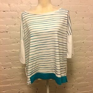 Ozai N Ku relaxed jersey top elbow stripe blue stripe size 2xl